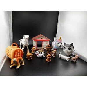 Vtg Modern Puppy In‎ My Pocket Barbie Lot Of Dogs Dog Toys Figures Carrier